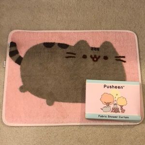 Pusheen bath mat and shower curtain